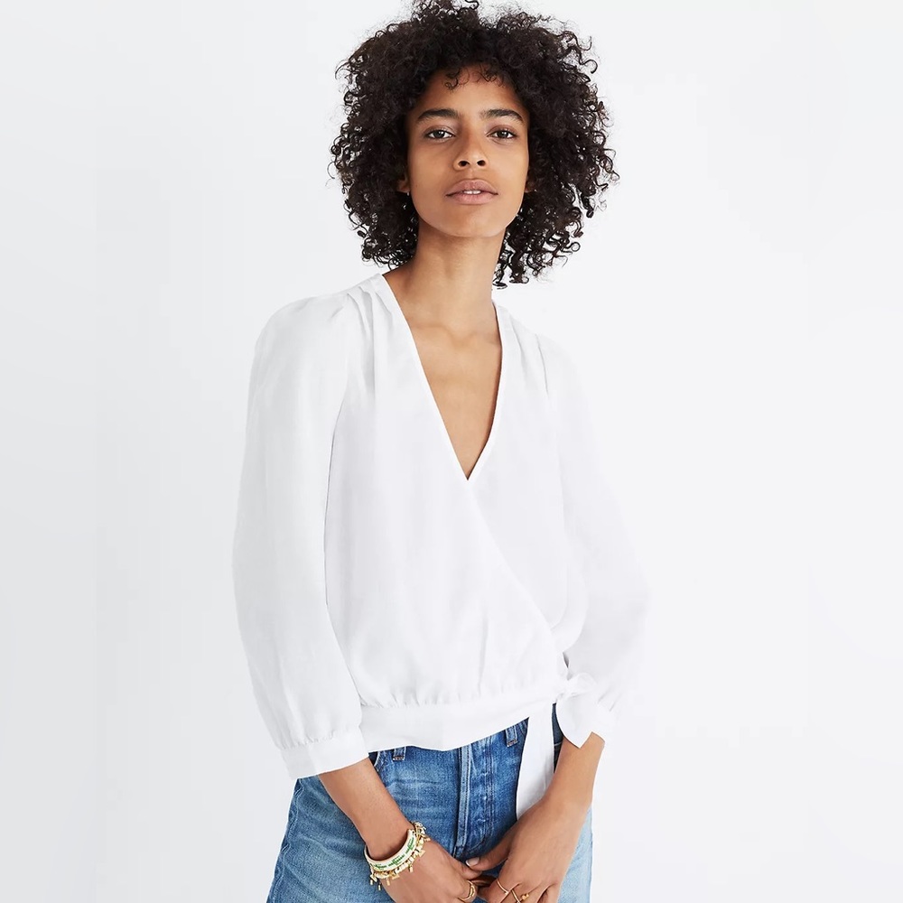 Madewell Wrap Top in Eyelet White